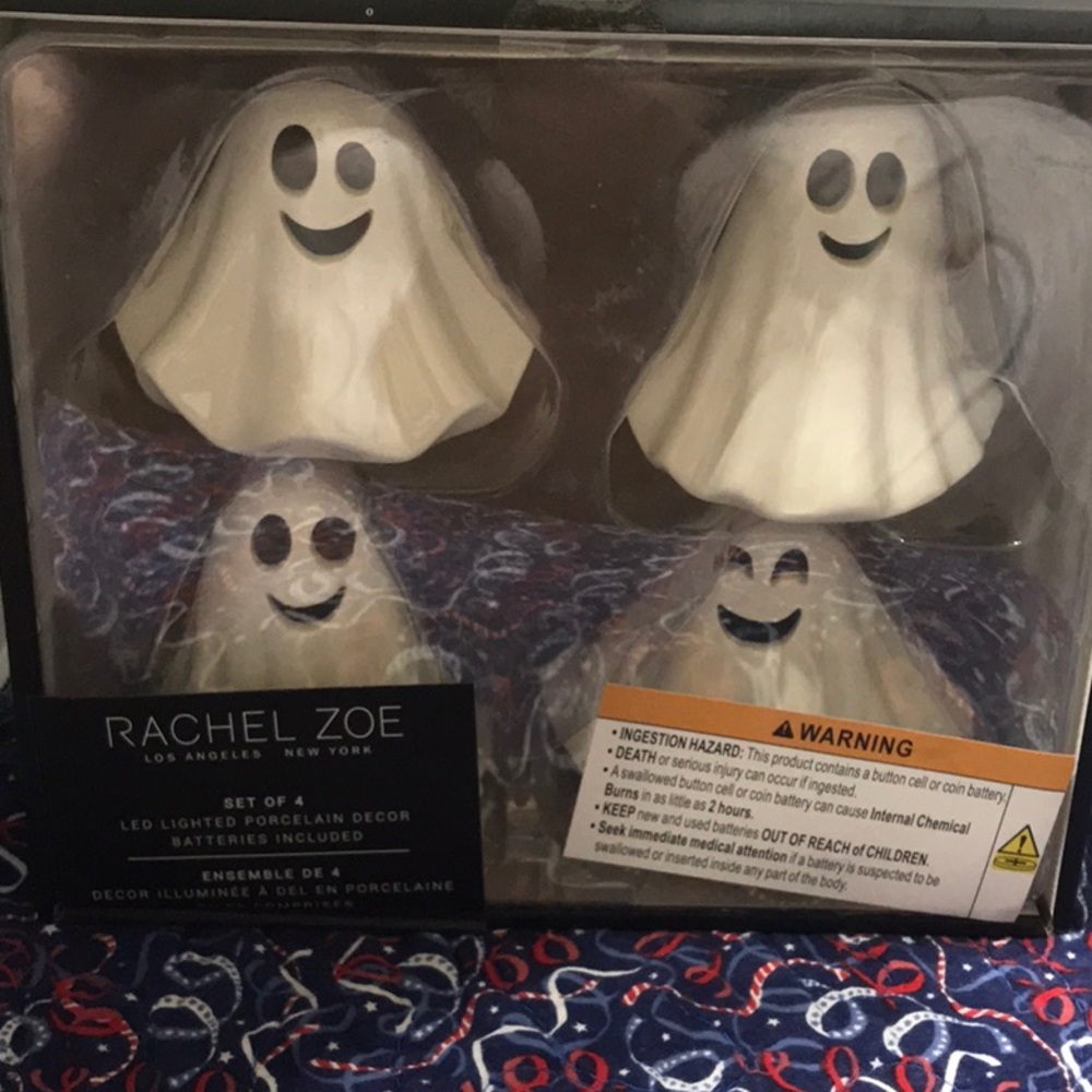 Rachel Zoe set of 4 ghost led lighted porcelain decor